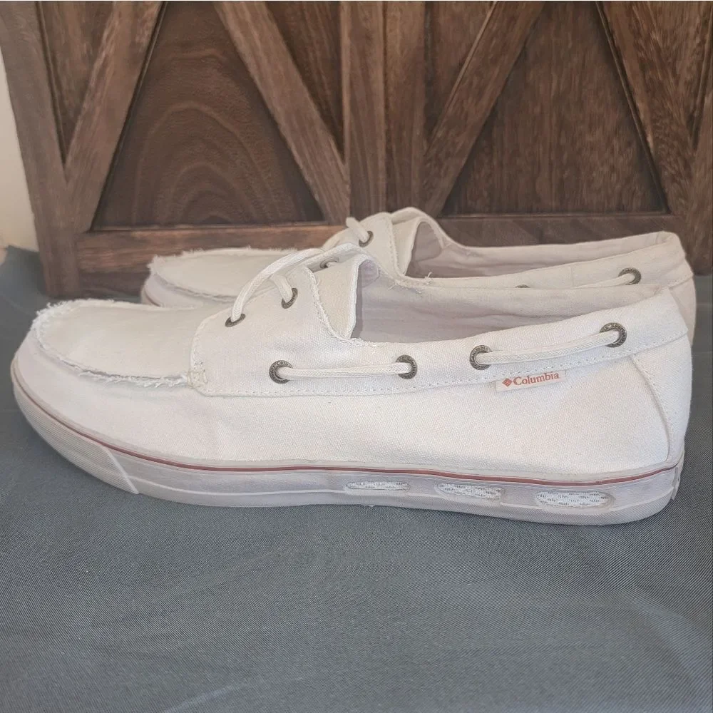 Columbia Vulc N Vent Boater Topsider Lace Shoes Seaside White Men's Size 14